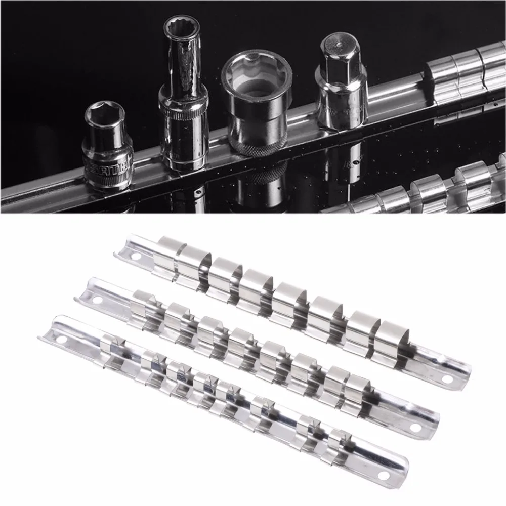 OOTDTY держатель для гнезда 1/4 &quot3/8&quot 1/2 &quotс 8 зажимами на рельсах органайзер