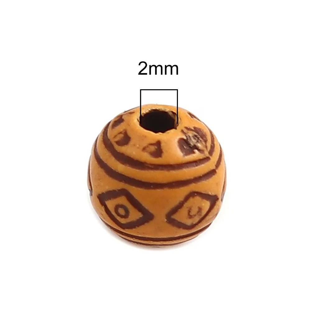 DoreenBeads круглые акриловые бусины коричневый цветочный узор Имитация дерева DIY