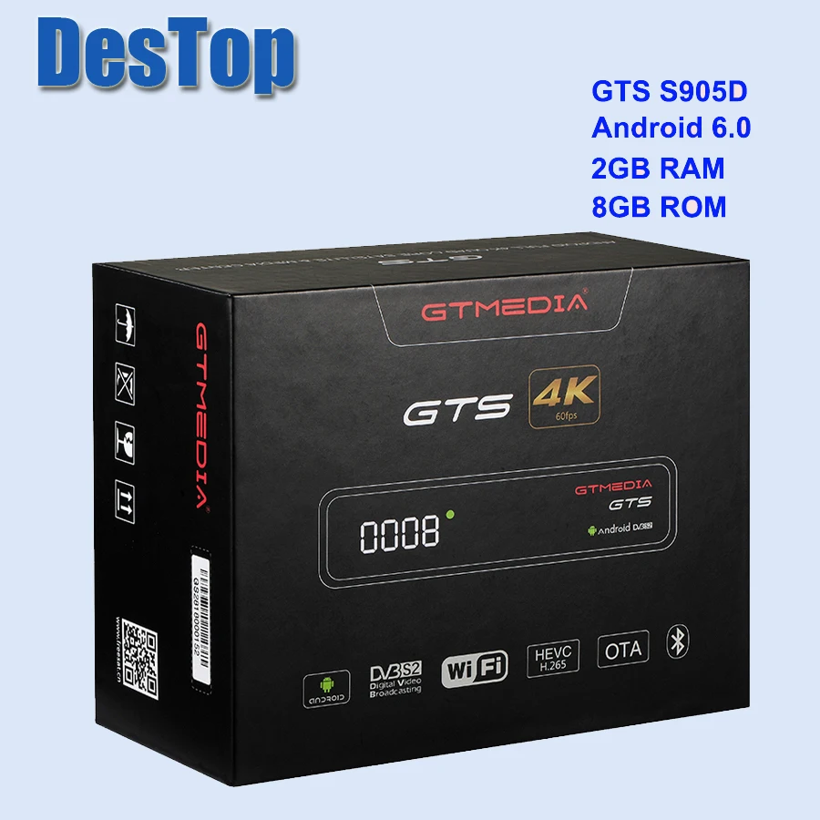 Freesat GTmedia GTS DVB-S2 спутниковый ресивер Amlogic S905D Android 6,0 Combo tv BOX 2 Гб ram 8 Гб rom BT4.0 телеприставка