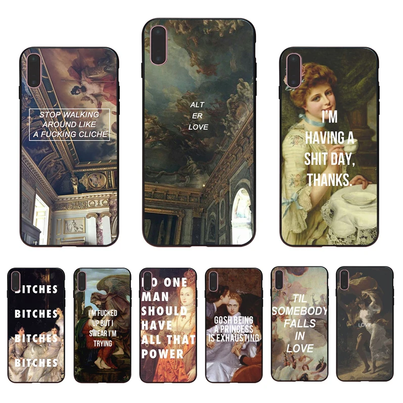 

IMIDO Artistic oil painting English short sentence rubber phone case For Iphone 6 6S 6PLUS 6SPLUS 7 8 7PLUS 8PLUS X XS XR XSMAX