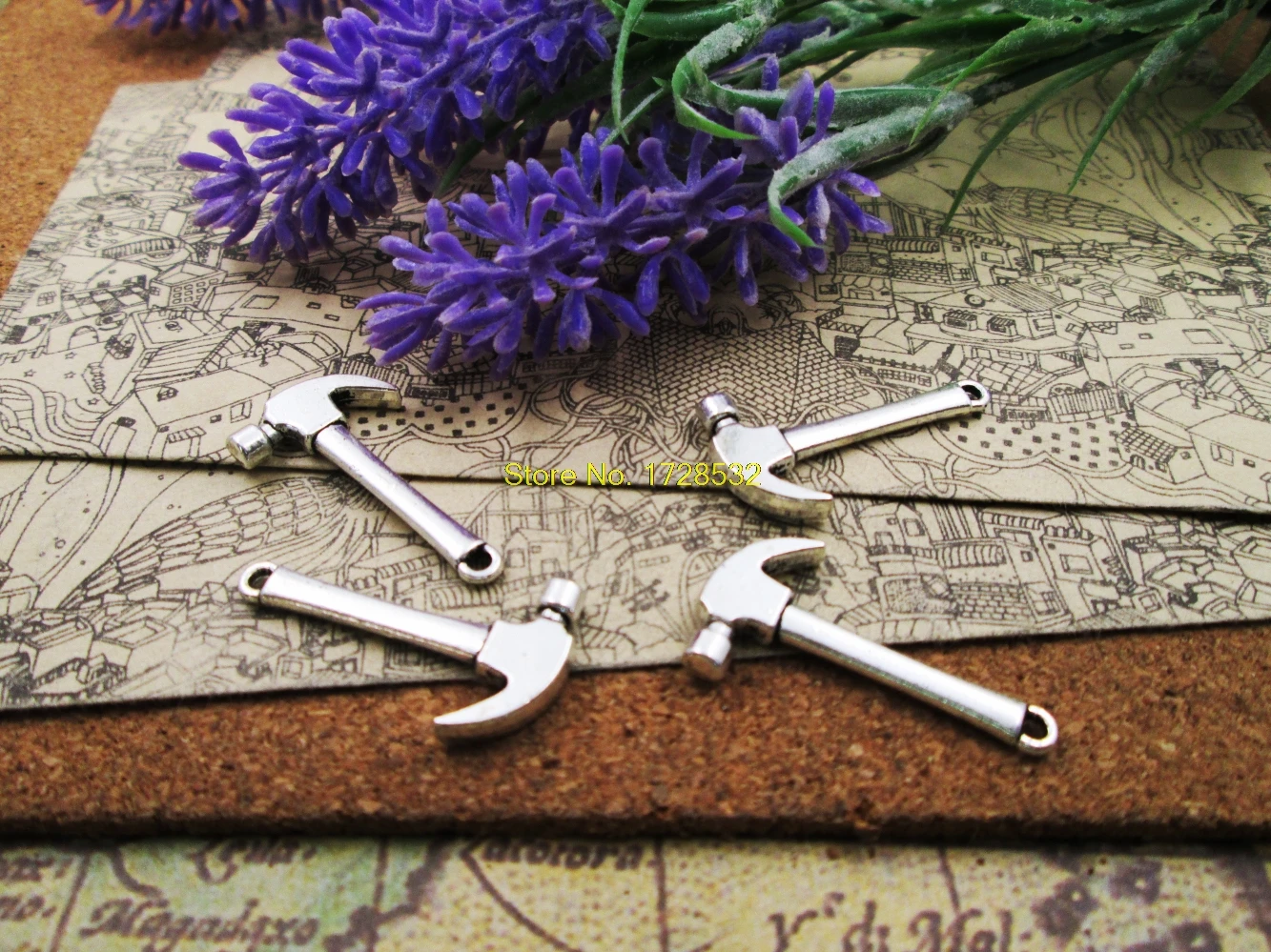 15 шт.-30*16 мм 3D мини-молоток тибетские посеребренные Подвески антикварные