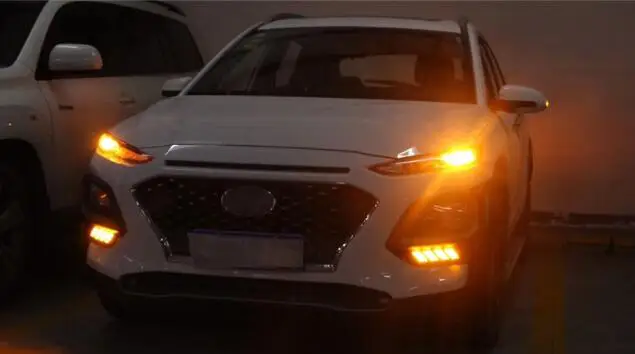 DRL для hyundai ENCINO Kona водонепроницаемый 12 В светодиодный автомобиль DRL дневные ходовые огни противотуманная фара крышка с реле сигнала поворота