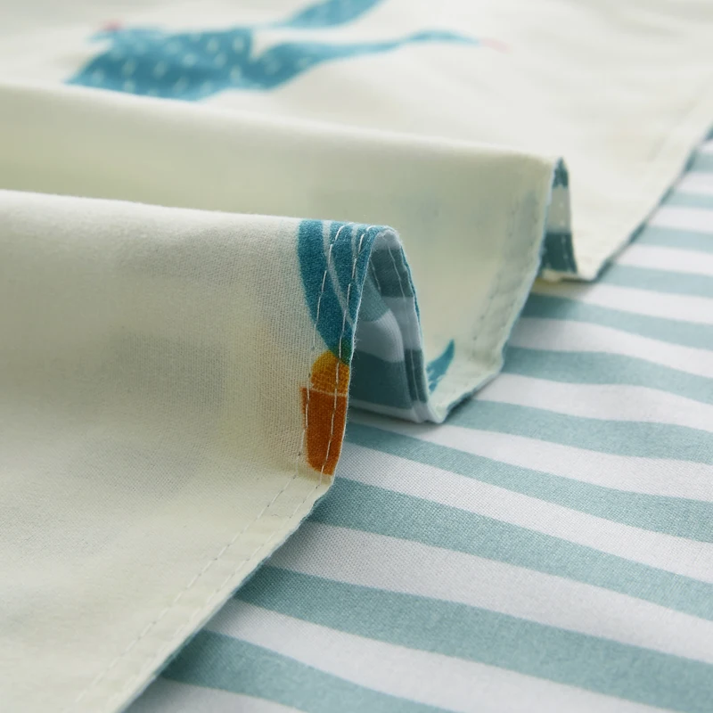 

Liv-Esthete Cute Cactus Cartoon Bedding Set Double Queen King Bed Linen Soft Duvet Cover Flat Sheet Pillowcase For Adult