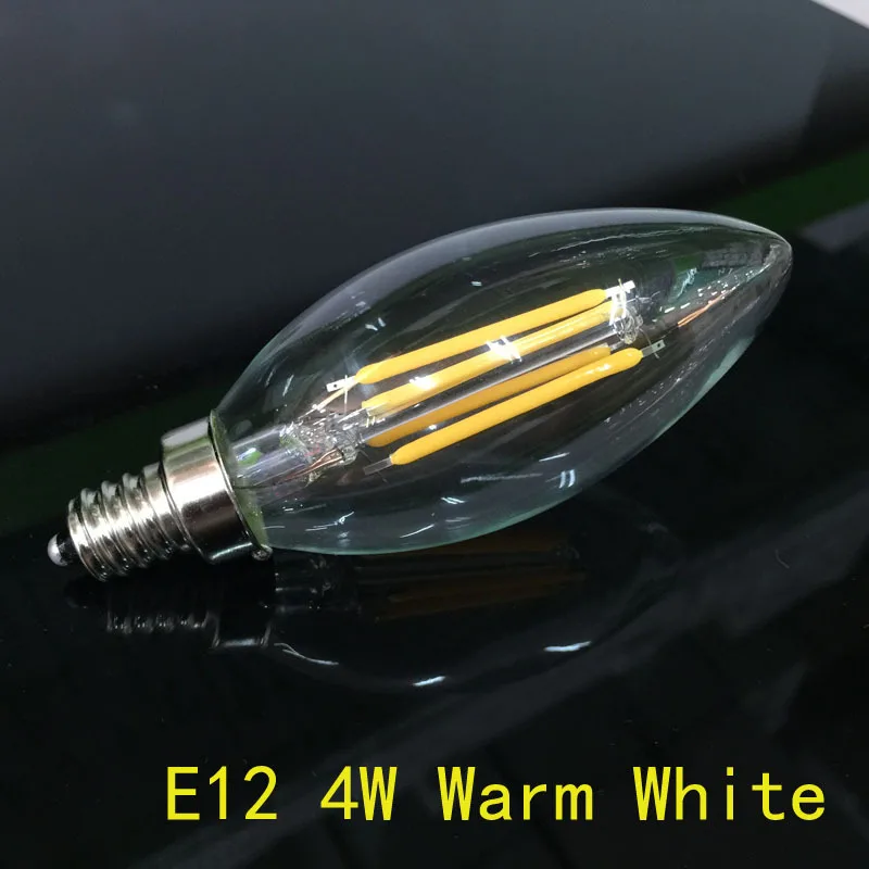 Новый дизайн 2W 4W E12 110V AC Dimmable C35 светодиодные лампы накаливания CRI 80 360 градусов 10