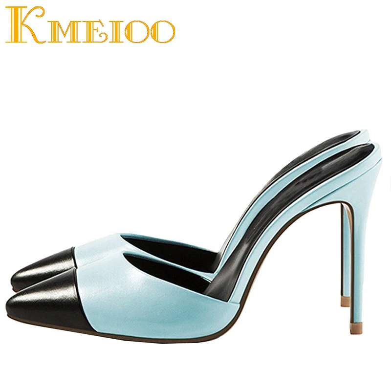 

Kmeioo Women Shoes Pointed Toe High Heels Slip On Slipper Ladies Thin Heels Slingback Pumps Dress Shoes 12CM summer shoe US 5-15