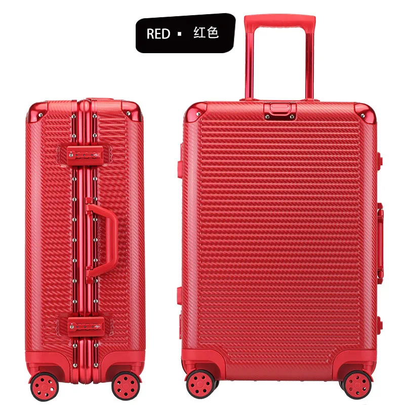 red SEABIRD 2" 22" 2" 26" 29 дюймов алюминиевый каркас чемодан на колесиках для путешествий Спиннер переносить на каюте прокатки Hardside чемодан - Цвет: red