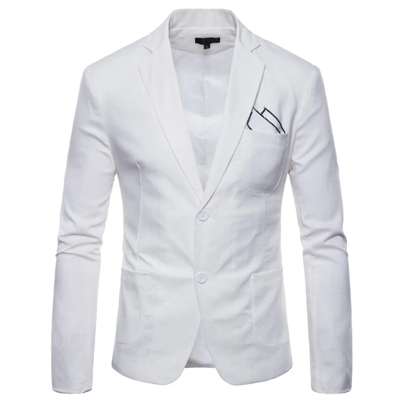 FFXZSJ мужские 2018 льняная дышащая однобортный пиджак Slim Fit мужской костюм пальто