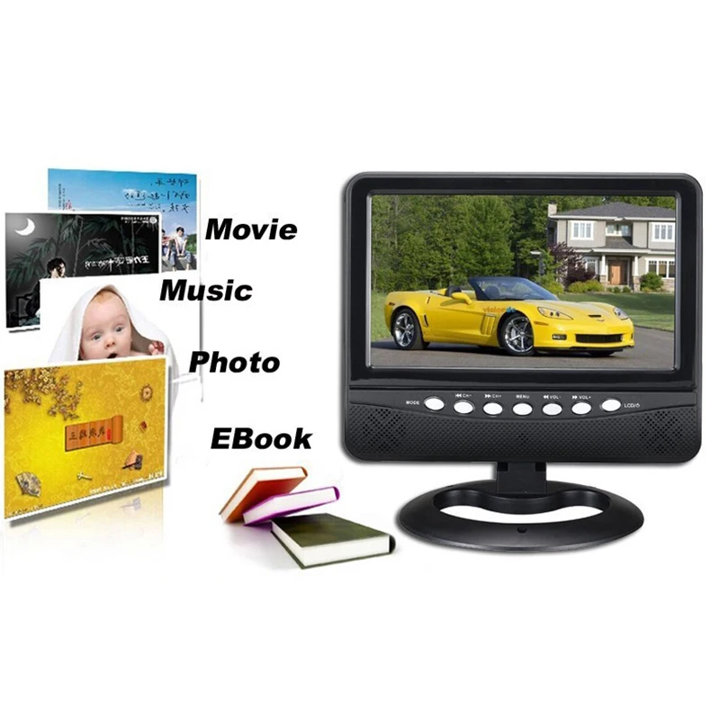 7 дюймов портативный телевизор супер тонкий модный дизайн хорошая яркость