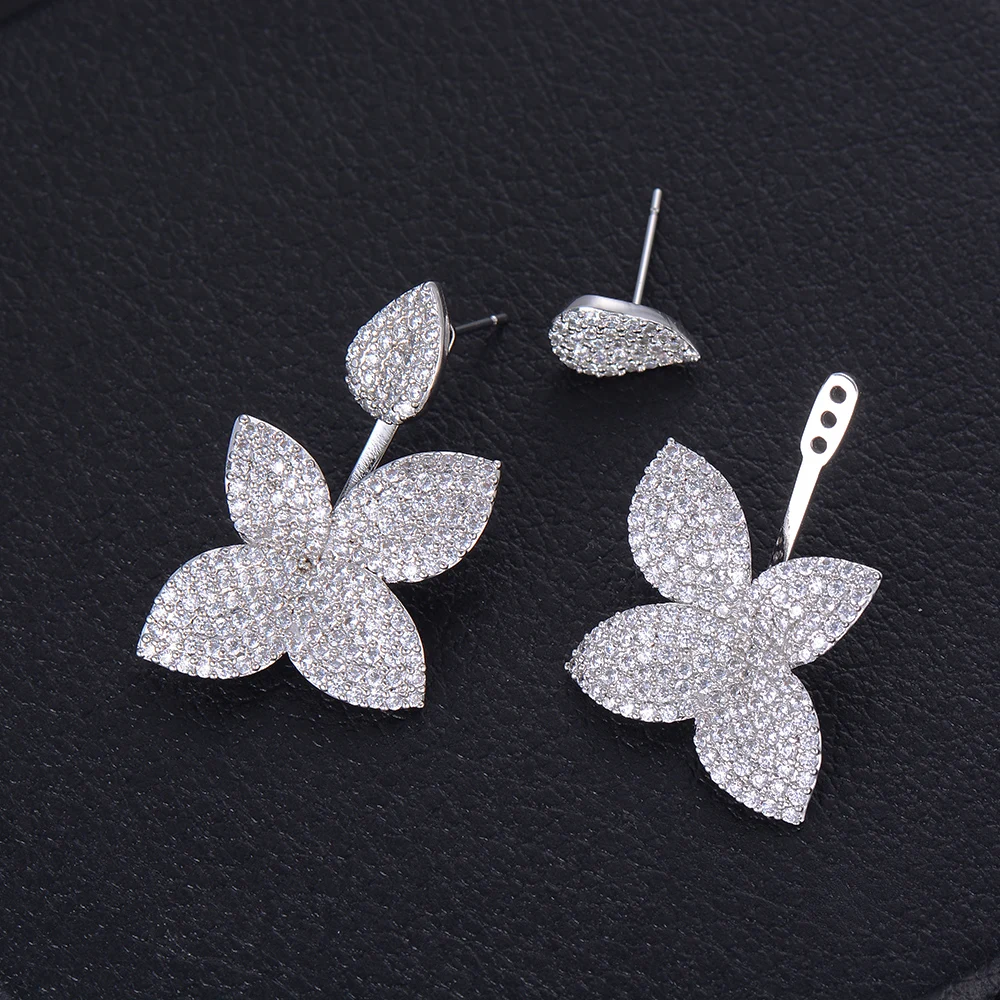 Женские серьги с фианитом SISCATHY роскошные геометрические цветком в виде листика