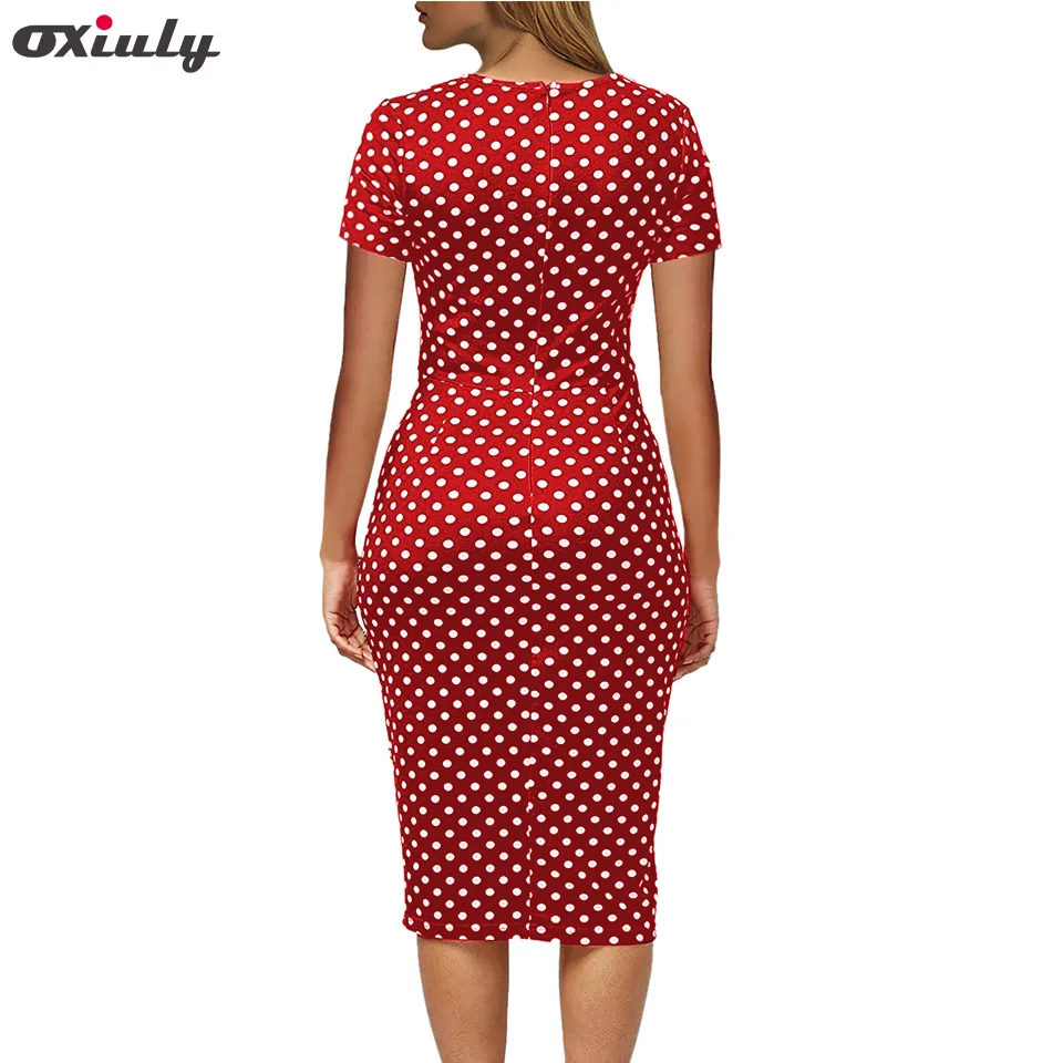 Платье карандаш в горошек с коротким рукавом и круглым вырезом|wear to work|pencil dresspolka