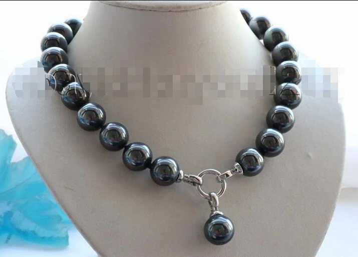 FREE shipping&gt&gt&gt&gt18&quot Natural 16mm Black Round Shell Pearl Necklace Pendant | Украшения и аксессуары