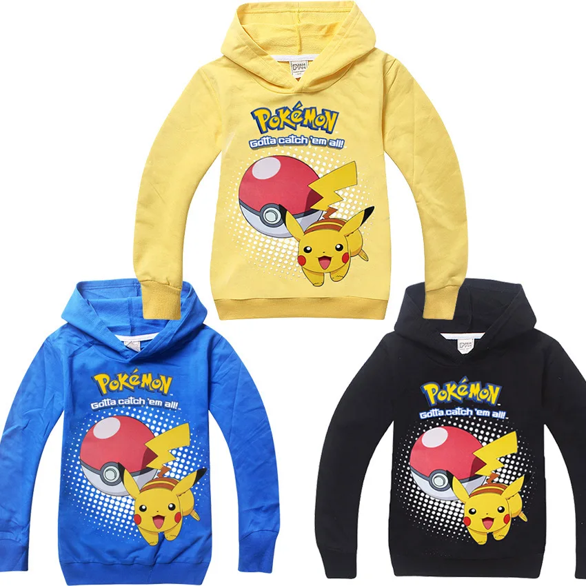Новинка 2018 года Детская толстовка с капюшоном рисунком pokemon go весенне летний