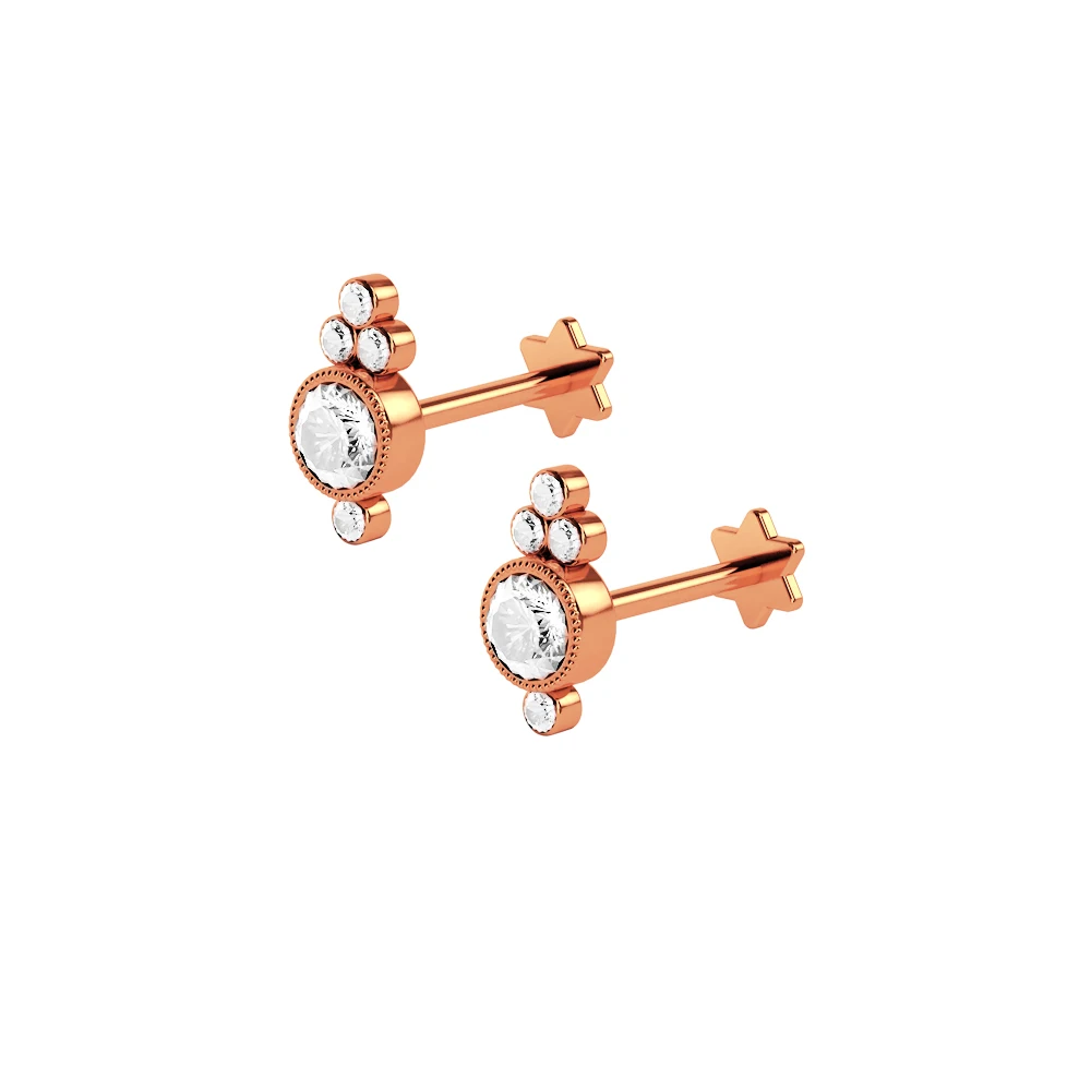 60Rosegold Новое поступление золотой геккон квадратный кристалл Козелок Уха Пирсинг штекер из нержавеющей стали Daith серьги спиральный для хряща Лабрет шпильки для губ - Окраска металла: 60Rosegold