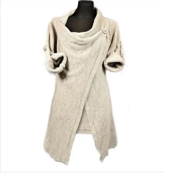 Кардиган женский вязаный с длинным рукавом цвет ассиметричный зима 2019 |