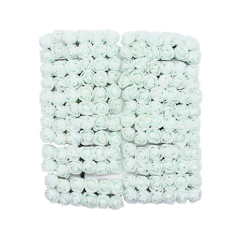 Light green 144 шт 2 см миниатюрная роза из пеноматериала искусственные цветы букет декоративный венок Скрапбукинг Тедди роза DIY ремесло свадебный подарок - Цвет: Light green