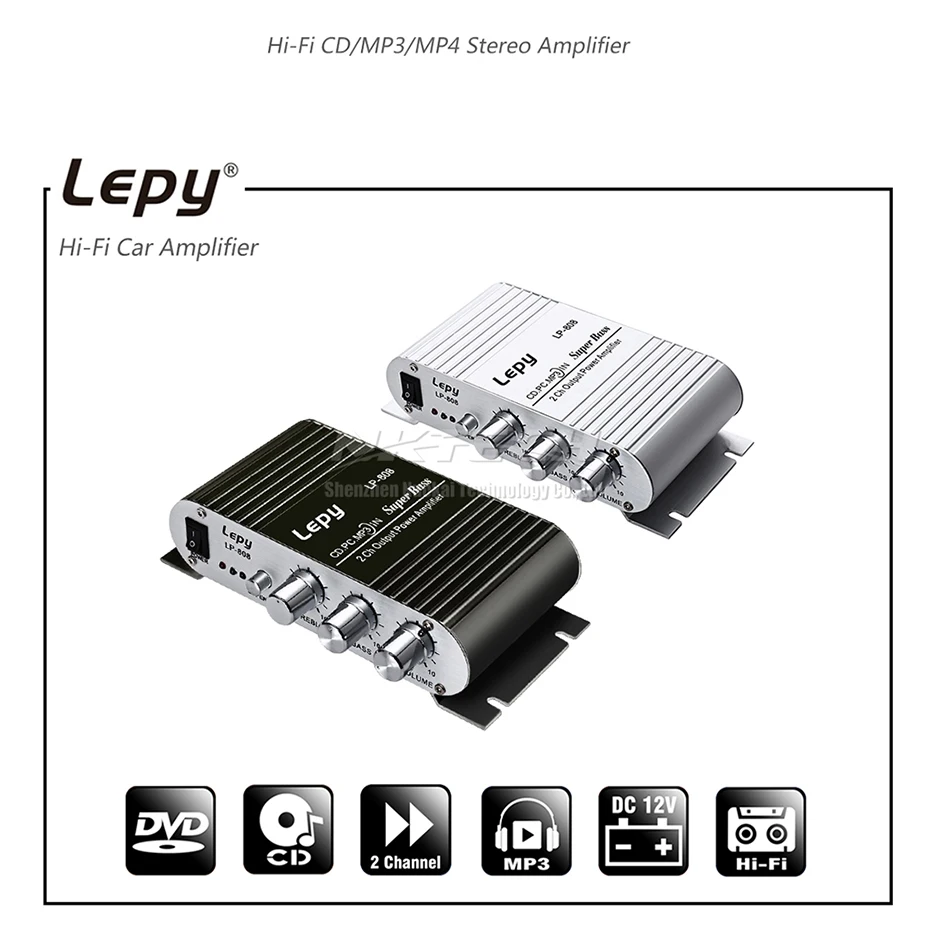 LP-808 Lepy мини-автомобиль Мощность усилитель цифровой плеер Hi-Fi стерео CD MP3 MP4 PC Динамик мотоцикл Главная Super BASS 2-CH Аудио AMP