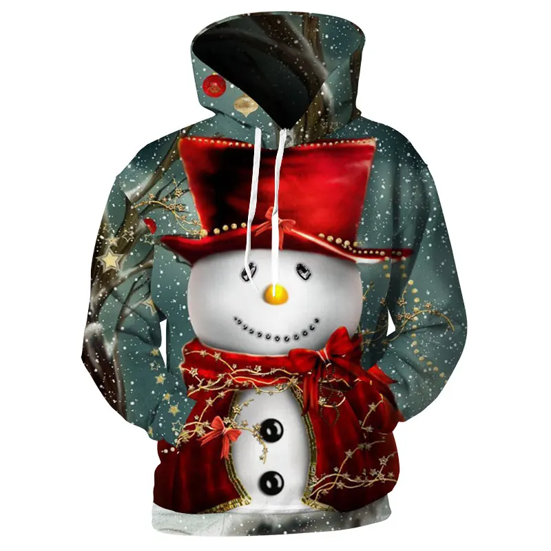 

Cloudstye Christmas Hoodies 3D Printing Men Women Tracksuits Magician Snowman Berry Printed Sportswear Pocket Hooded Sweatshirts
