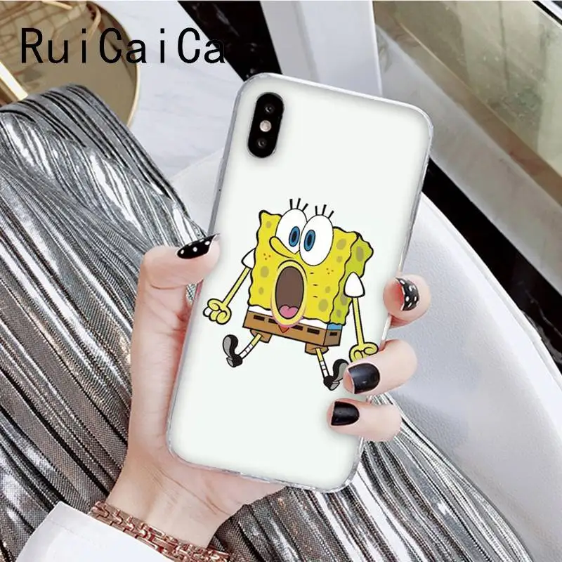RuiCaiCa Губка Боб Квадратные Штаны Губка Боб клиент высокий чехол для телефона для iPhone 8 7 6 6S Plus X XSMAX 5 5S SE XR 11 11pro 11promax