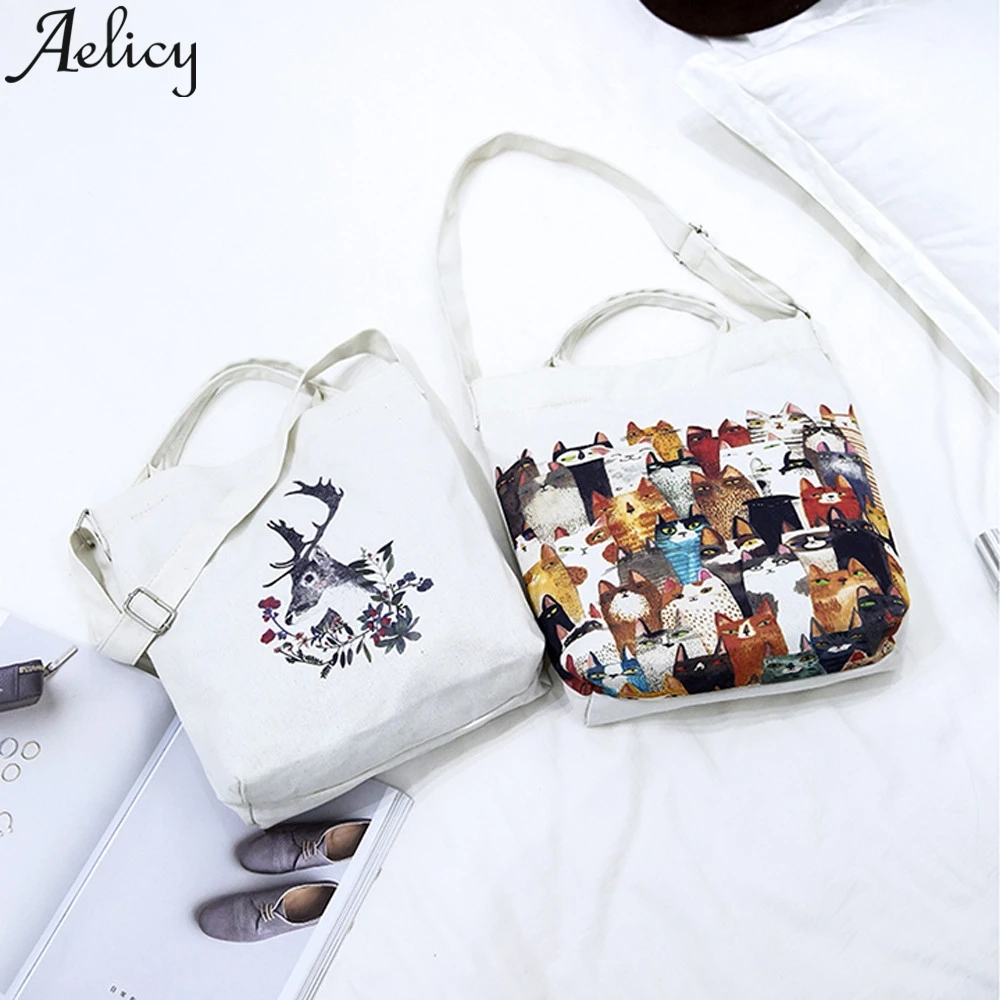 Aelicy модная пляжная сумка с рисунком кошек для покупок через плечо плечевая сумка-шоппер сумка холщовая