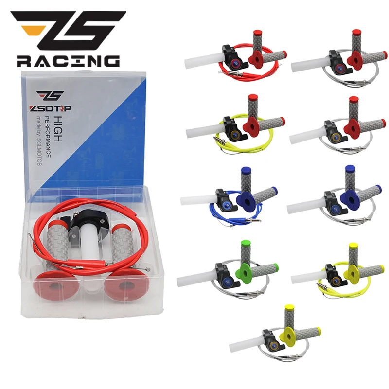 

ZS Racing 1/4 Twist Throttle Handle Grips + Throttle Cable + Handle Grips Pit Pro Dirt Bike Motorcycle XR50 CRF50 CRF230 KLX