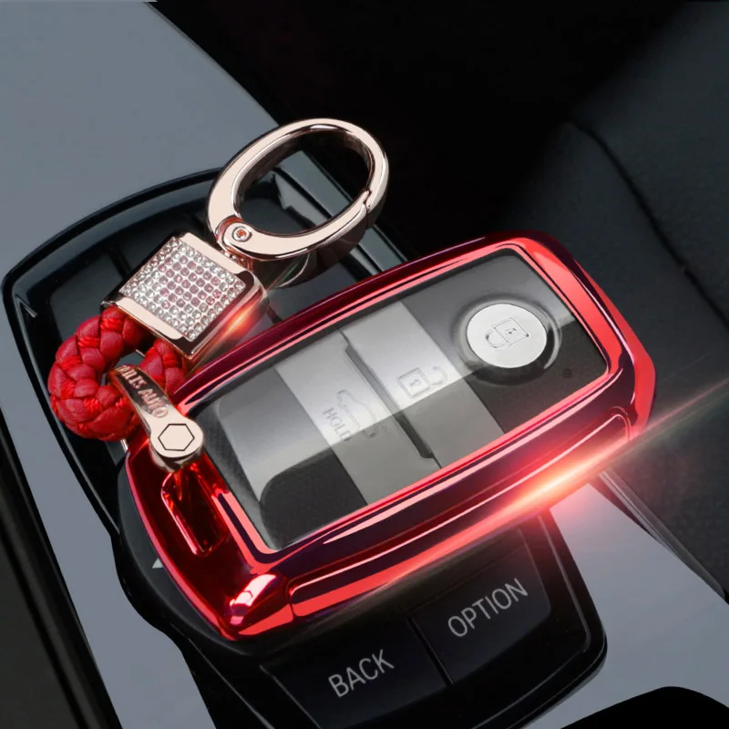 red with buckle Чехол для автомобильного ключа, держатель для смарт-ключа, чехол для Kia KX3/KX5/K3S/RIO/Ceed/Cerato/Optima/K5/Sportage/Sorento, автомобильный Стайлинг L72 - Название цвета: red with buckle