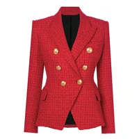 high street newest runway 2021 aw designer blazer womens double breasted metal buttons wool coat blazer jacket
