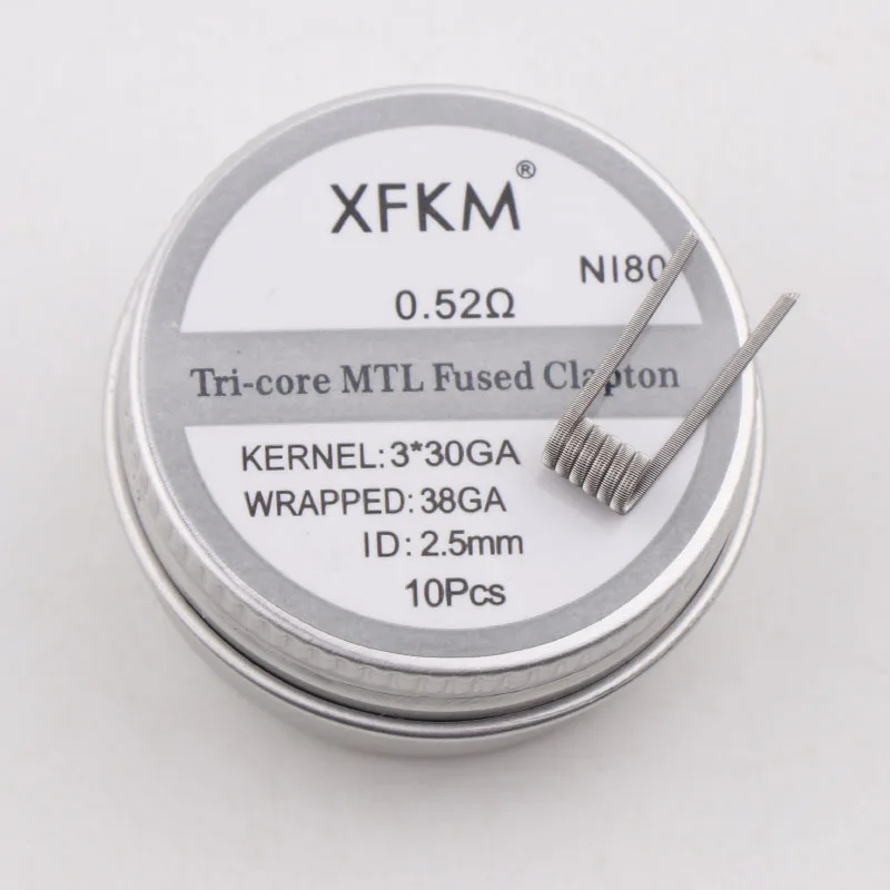 

10pcs Original XFKM Superfine MTL Fused Clapton Prebuilt Coil A1 SS316 Ni80 For MTL Vaper RDA RTA Tank atomizers High resistance