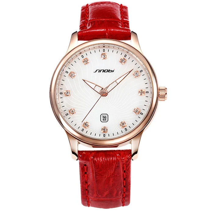 Sinobi женские часы красный мода повседневная кварцевые relogio женщина для montre femme reloj