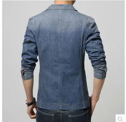 2019 Новое поступление Небесно-Голубой блейзер Мужской Джинсовый облегающий