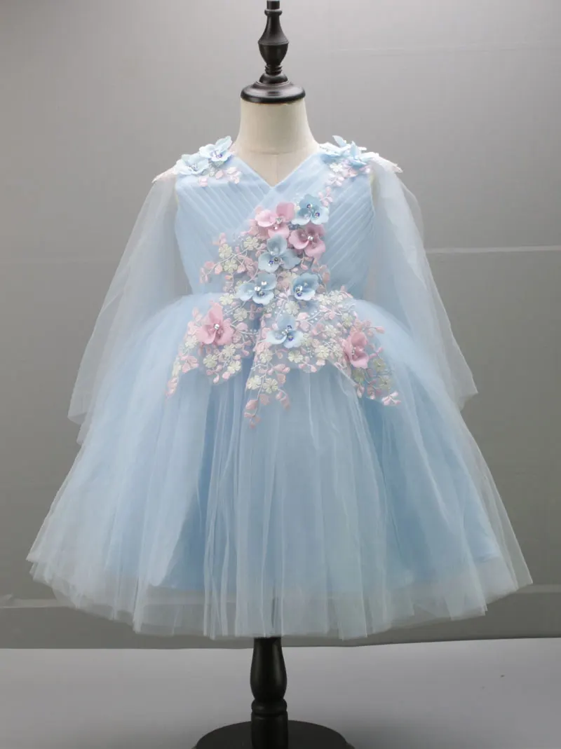 Элегантное свадебное платье с блестками для девочек цветочным узором Нарядное