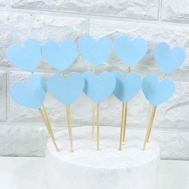 10pcs/lot Heart Cupcake Cake Toppers Happy Birthday Party Decorations Kids Wedding Baby Shower Boy Girl Favors Blue Pink | Дом и сад