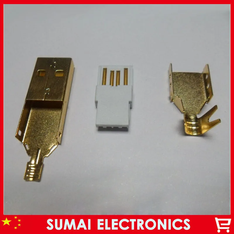 20 шт./лот 3u высококачественный позолоченный Штекерный соединитель USB 2 0 типа А для
