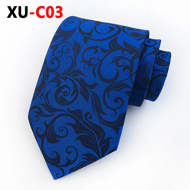 XU-C03 Новые мужские модные галстуки Пейсли классические цветочные полосатые клетчатые жаккардовые галстуки деловые роскошные галстуки для свадебной вечеринки - Цвет: XU-C03