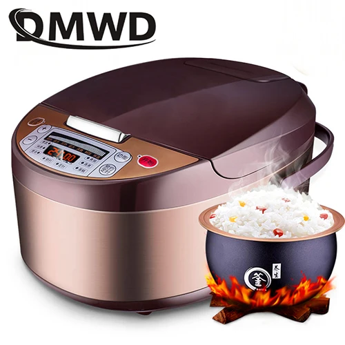 Мультифункциональная Автоматическая рисоварка DMWD 5L, антипригарная рисовая кастрюля для приготовления пищи, пароварка для приготовления пищи, супа, тушеного пирога, йогурта - Цвет: Cauldron liner