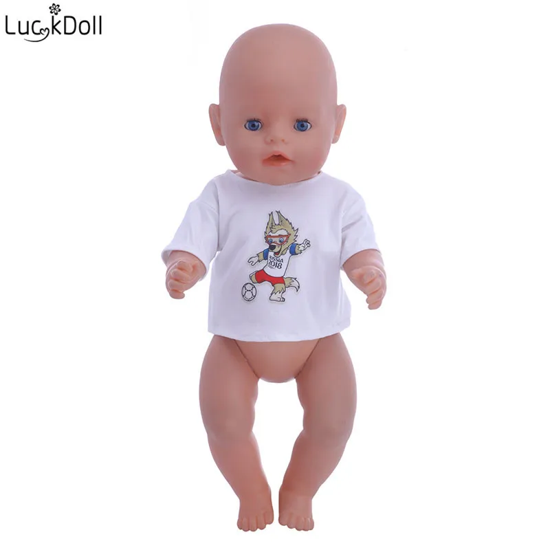 Футболка LUCKDOLL с принтом для куклы 43 см или 18 дюймового американского стандарта