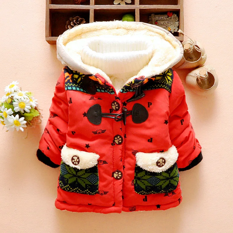 Retail Baby Boys Elephant Winter Coat Children Outerwear Kids Cotton Thick Warm Hoodies Jacket Girls Clothing In Stock | Детская одежда
