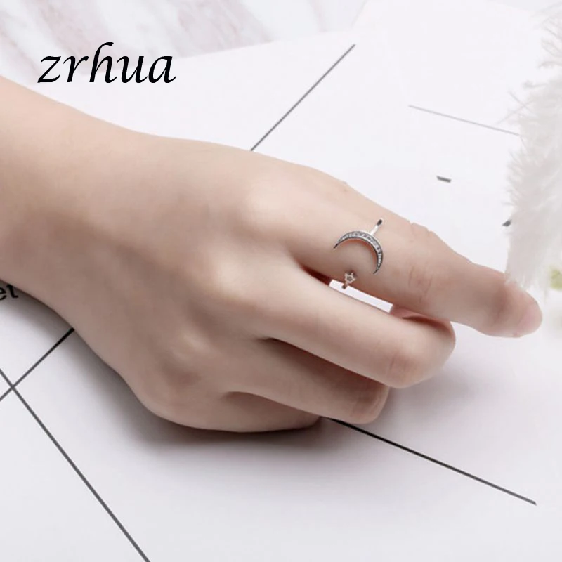 Стильные серебряные кольца ZRHUA в подарок для женщин регулируемые виде лампы Луны
