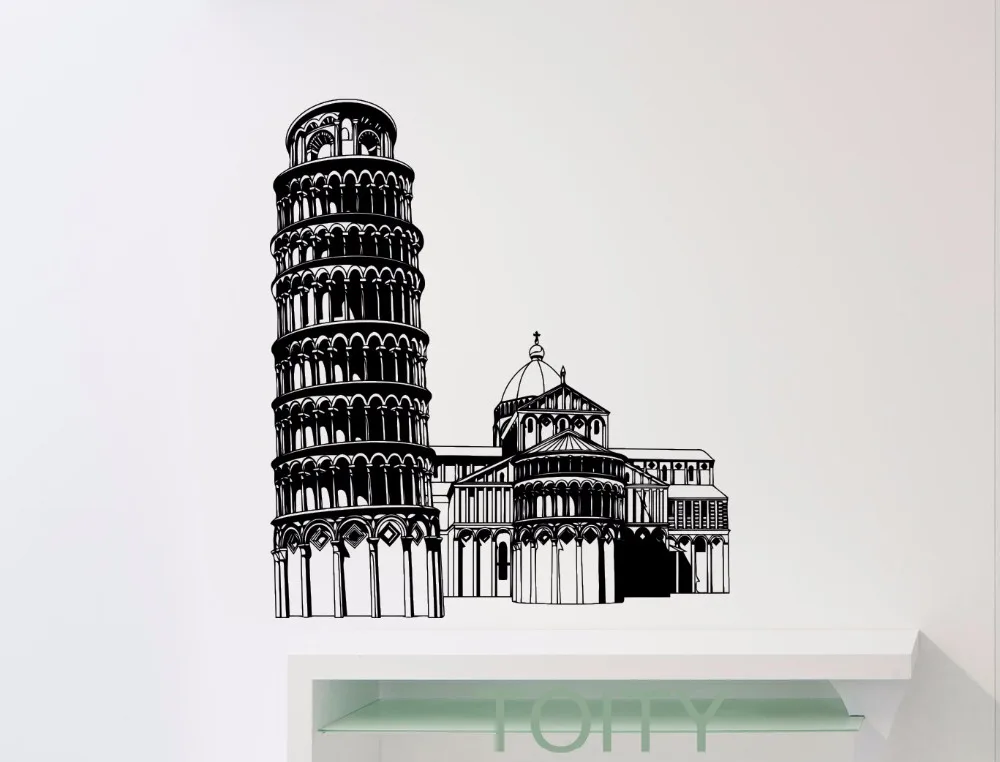

Leaning Tower Of Pisa Wall Sticker Vinyl Decal Home Nursery Kids Boy Girl Room Interior Decoration Italy Scenery Art Mural