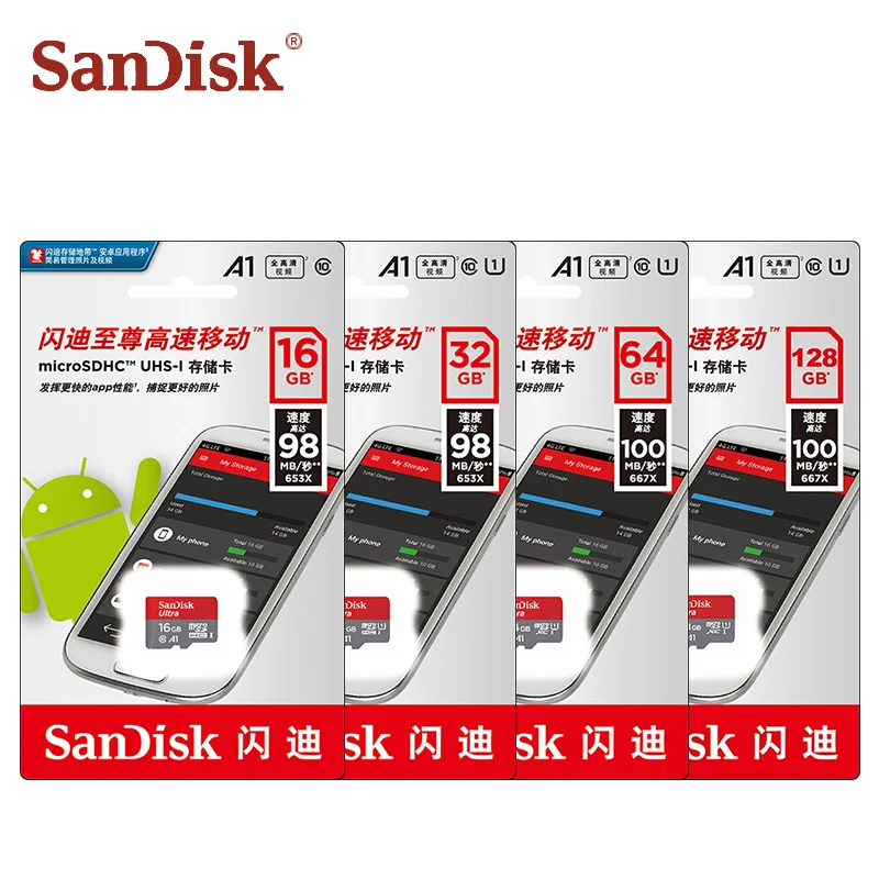 Оригинальная карта памяти Sandisk Micro sd 32 ГБ 64 высокое качество класс 10 128 16 TF usb