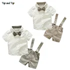 Рубашка с коротким рукавом, галстуком-бабочкой и шорты на подтяжках