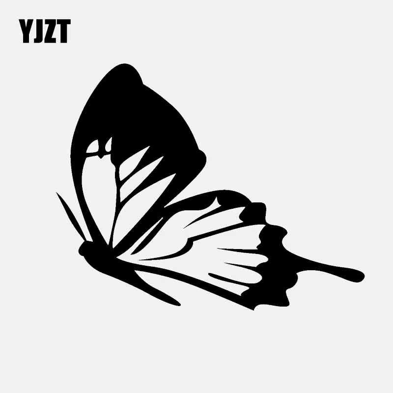 

YJZT 13.2CM*10.1CM An Interesting And Beautiful Car Sticker Decal Butterfly Vinyl Black/Silver C24-0091