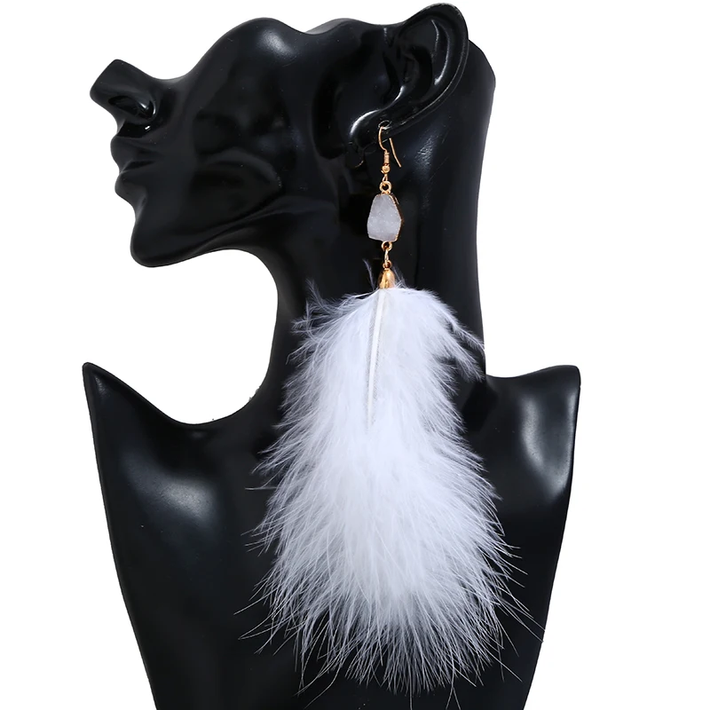 

WNGMNGL Bohemia Charm 4 Colors Large Feather Drop Earrings for Women Girls Wedding Party Romantic Boho Long Earrings Jewelry