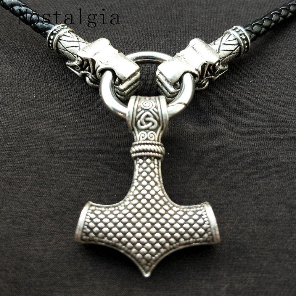 Viking Thor's hammer mjolnir wolf pendant necklace viking scandinavian norse Men with Dragon Head Necklace Drop Shipp | Украшения и