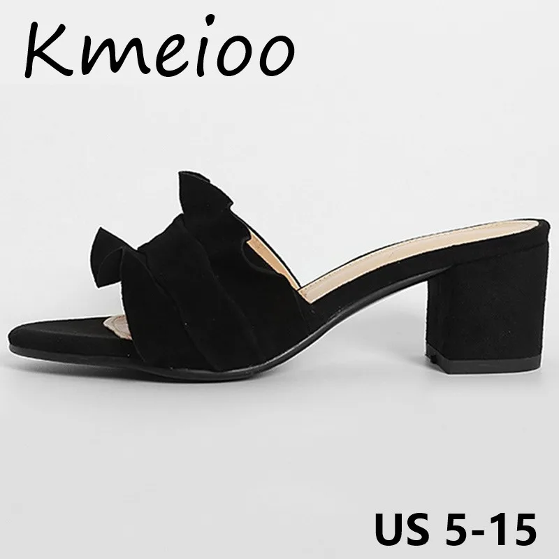 Женские босоножки Kmeioo размеров США 5 15 модные шлепанцы с оборками лоферы без