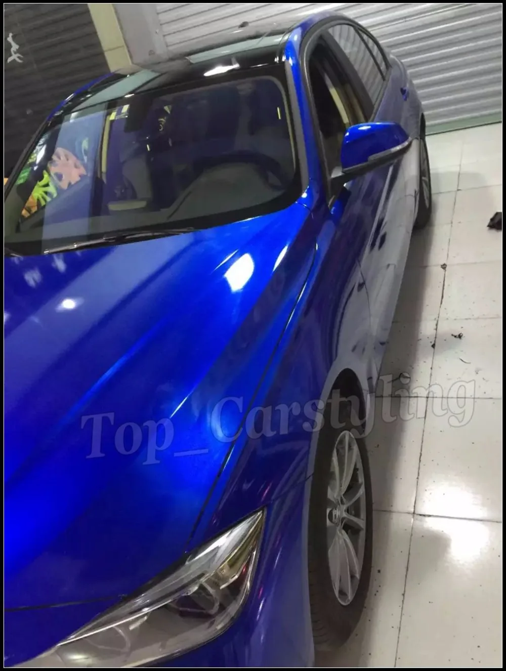 Полноночная синяя блестящая металлическая автомобильная пленка виниловая