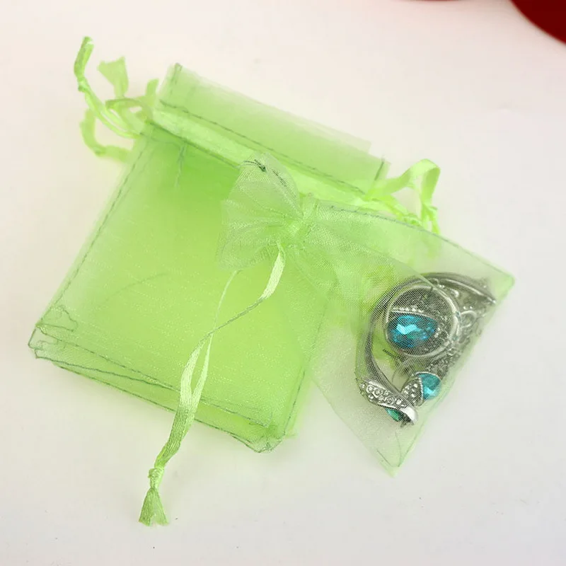 

100pcs/lot White Drawable Small Organza Bags 7x9cm Favor Wedding Christmas Gift Bag Jewelry Packaging Bags & Pouches