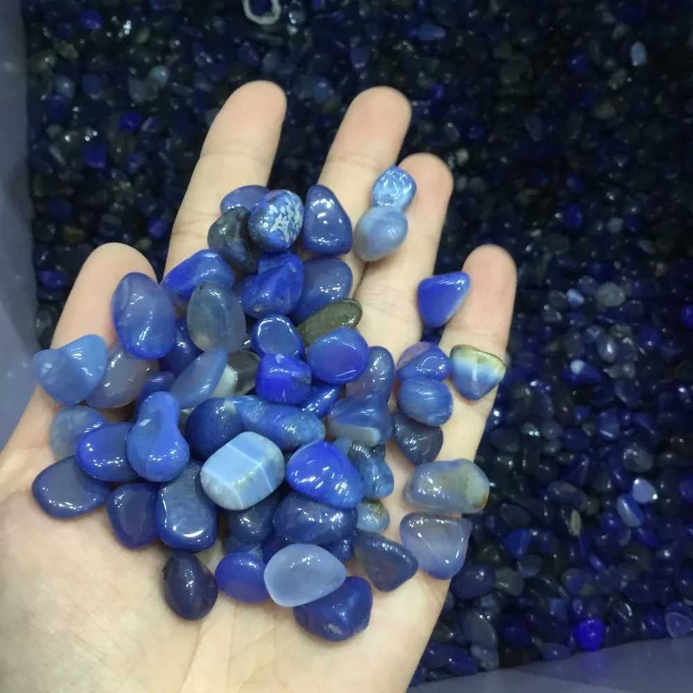 

Natural polished agate tumbled stones Blue agate stone for decoration