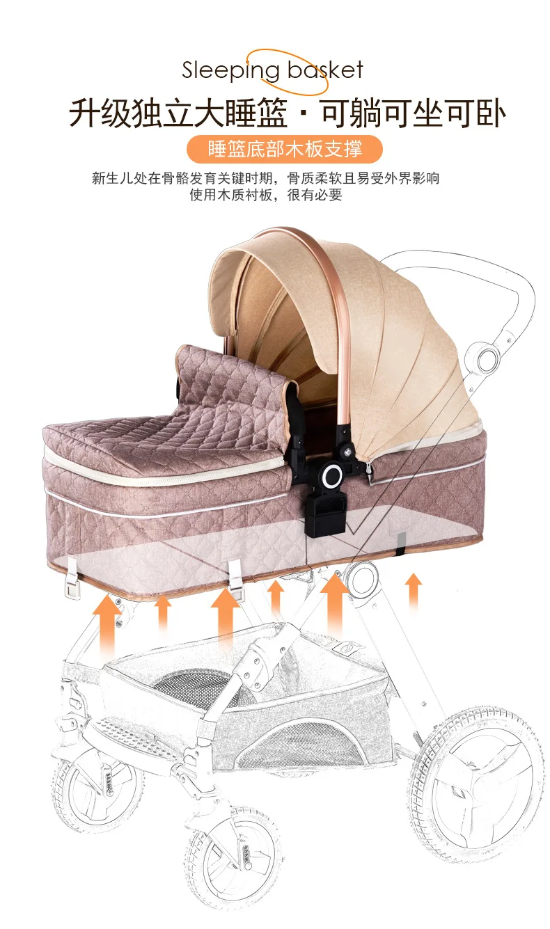 Babyfond2019 новая детская коляска с высоким пейзажем, коляска может сидеть и лежать, детский автомобильный светильник, складная коляска для новорожденных