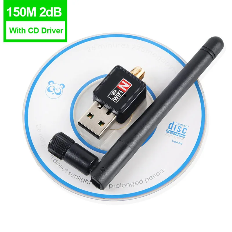 150M 2dB With CD USB WiFi адаптер Ralink Wi-Fi антенна Lan USB Ethernet 150 м 2 дБ ПК WiFi ключ беспроводной Notework карта USB Wi Fi приемник - Цвет: 150M 2dB With CD
