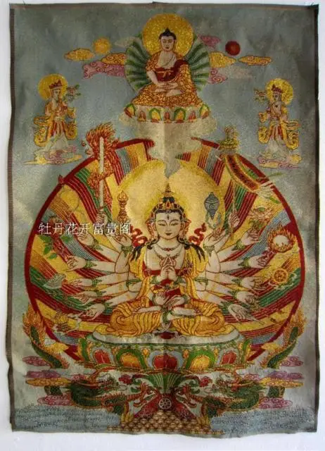 

Chinese collection Thangka embroidery Thousand-hand Bodhisattva diagram
